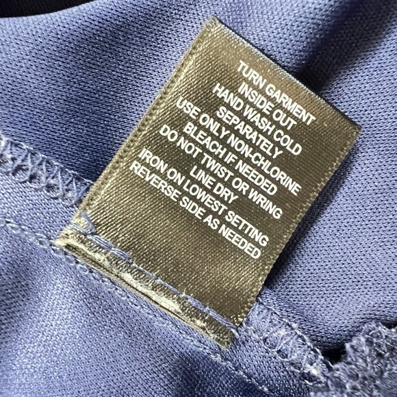 Trixxi Floral Sheer Long Sleeve V-Neck Mini Dress Navy Blue Orange Size Small - Picture 12 of 12